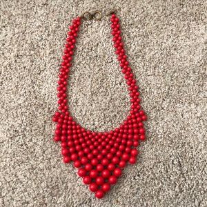 Akira red beaded statement necklace